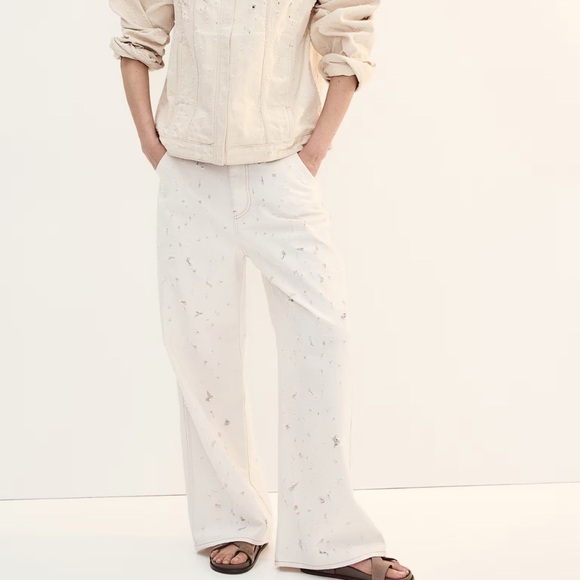 H&M Divided New FRAYED-EDGE TWILL PANTS - Picture 1 of 9